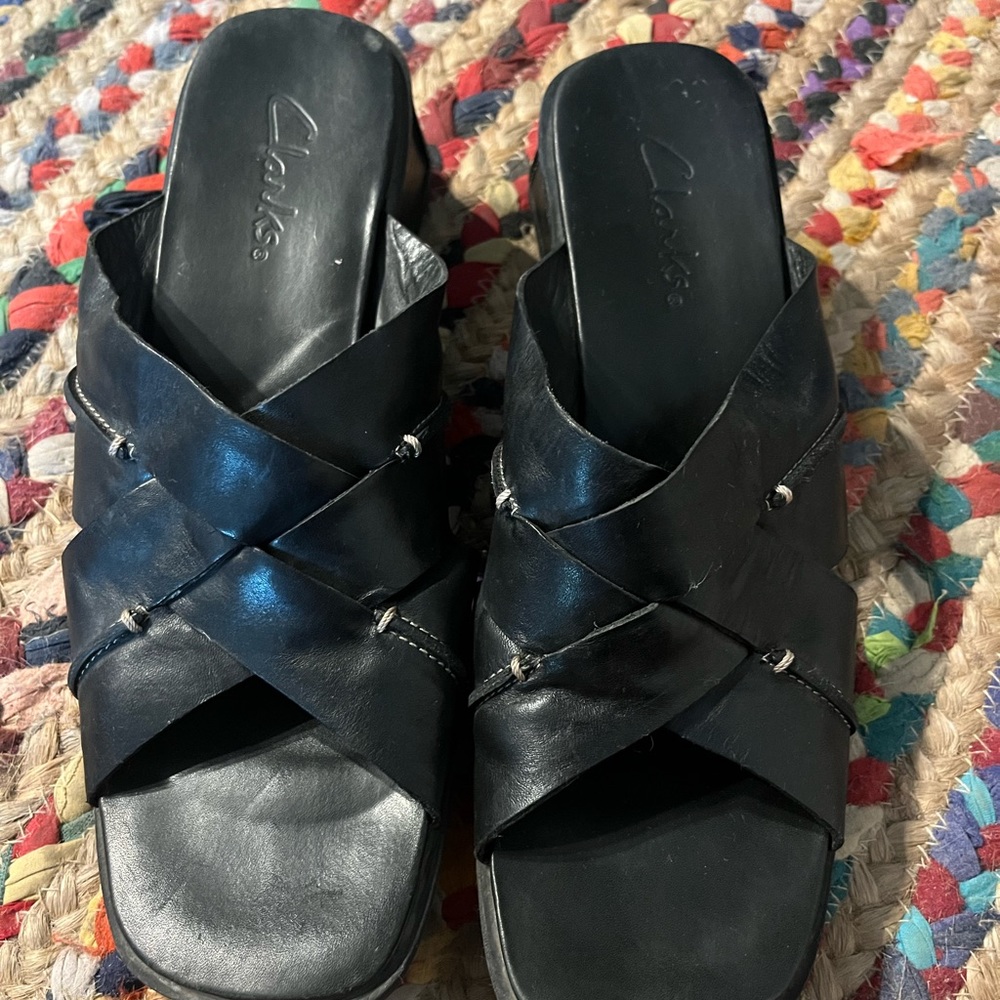 Clarks Black Slides size 11